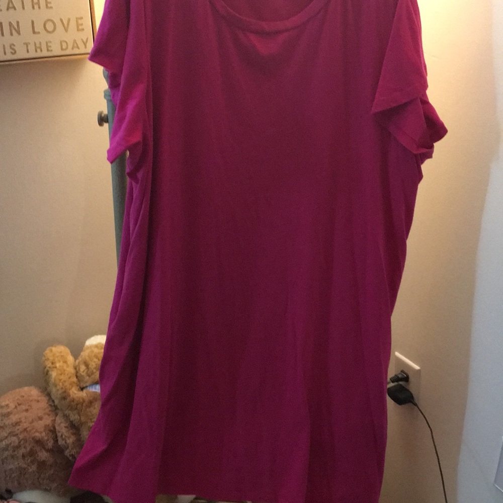 Hot pink summer shirt dress